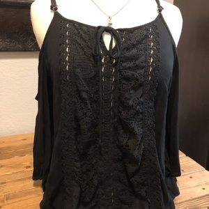 Xhilaration Cold shoulder black top